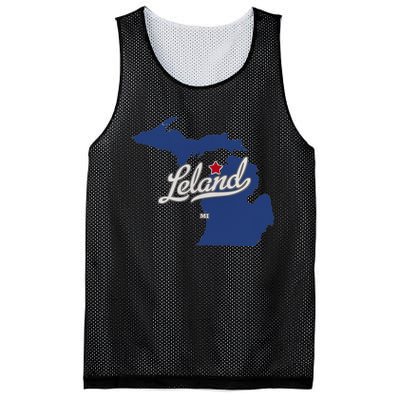 Leland Michigan MI Map Mesh Reversible Basketball Jersey Tank