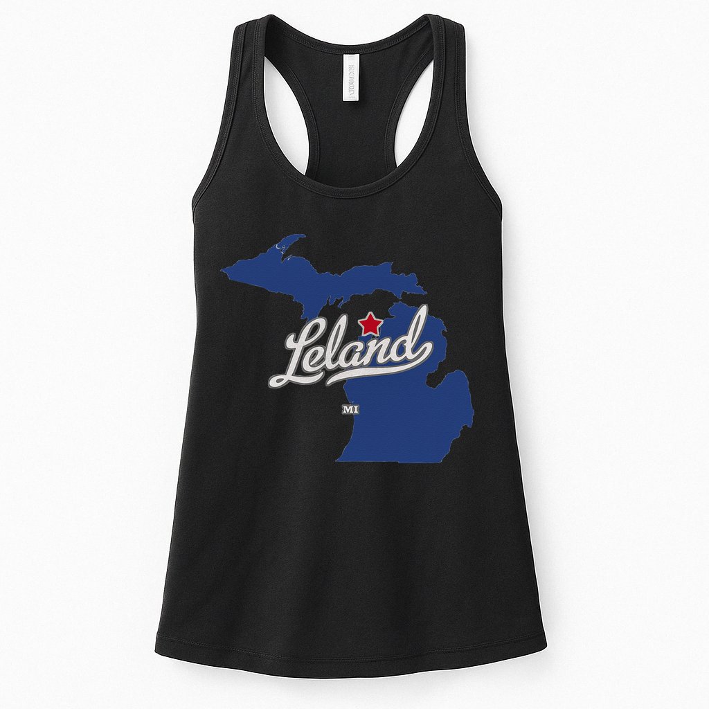 Leland Michigan MI Map Womens Tank Top