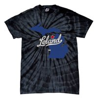 Leland Michigan MI Map Tie-Dye T-Shirt