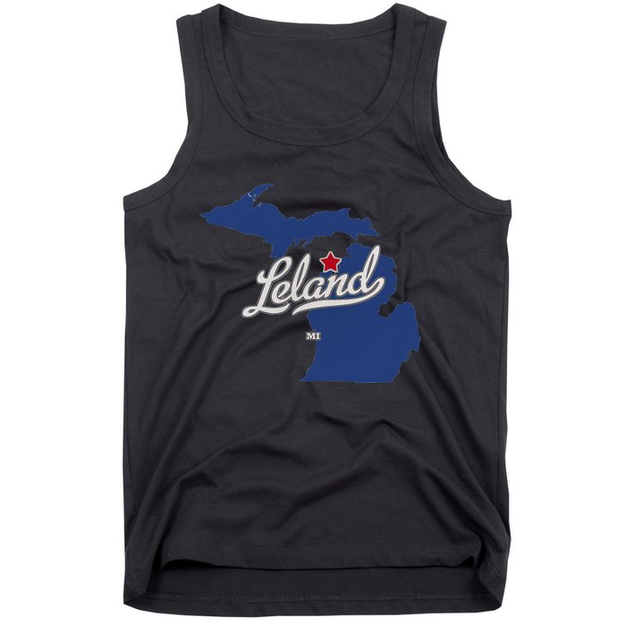 Leland Michigan MI Map Tank Top