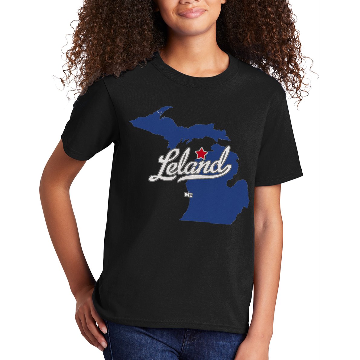 Leland Michigan MI Map Kids T-Shirt