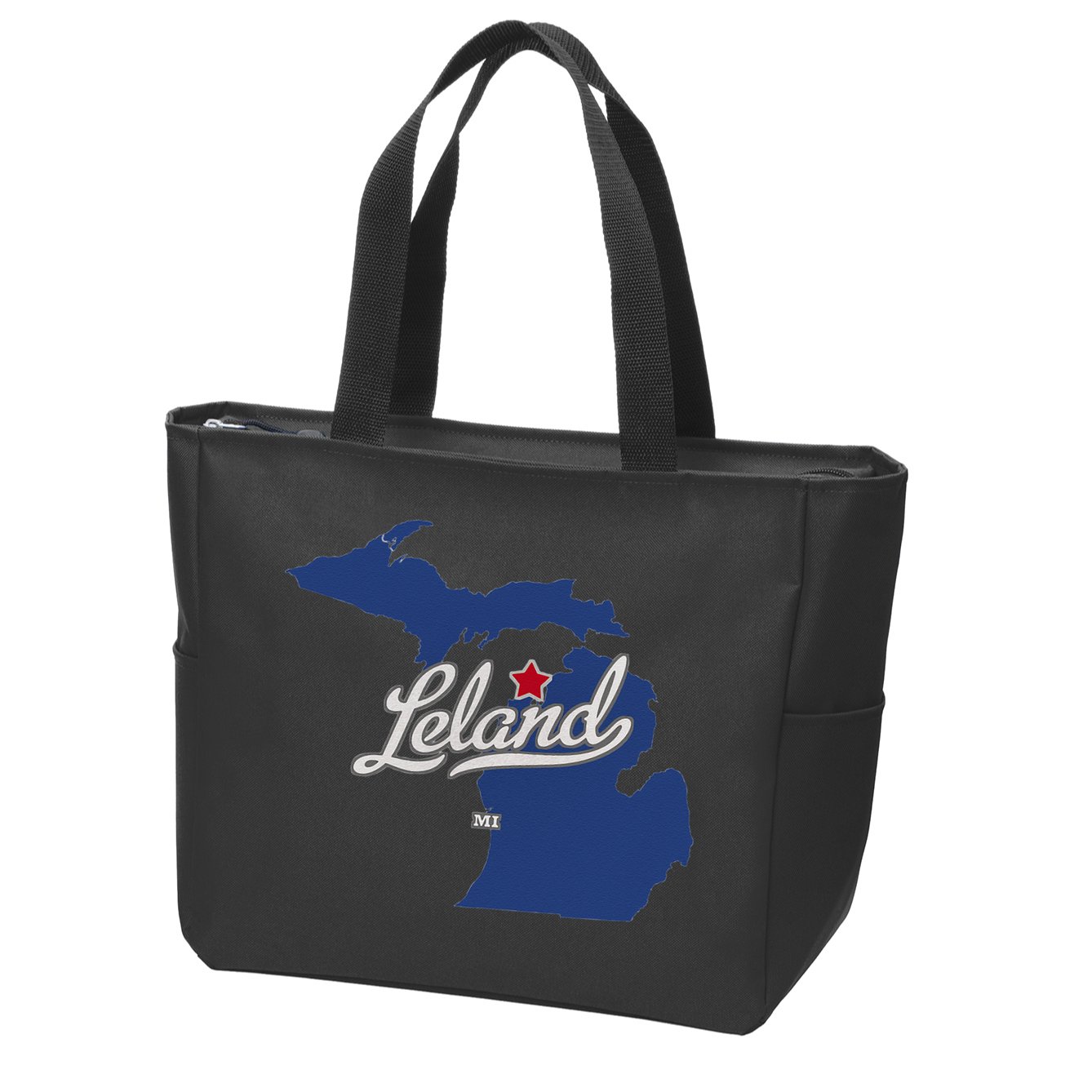 Leland Michigan MI Map Zip Tote Bag
