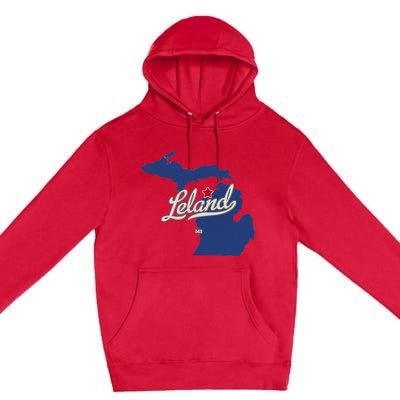 Leland Michigan MI Map Premium Pullover Hoodie