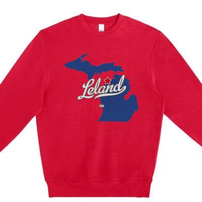 Leland Michigan MI Map Premium Crewneck Sweatshirt