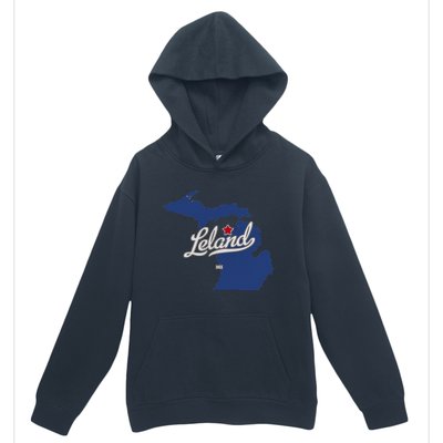 Leland Michigan MI Map Urban Pullover Hoodie