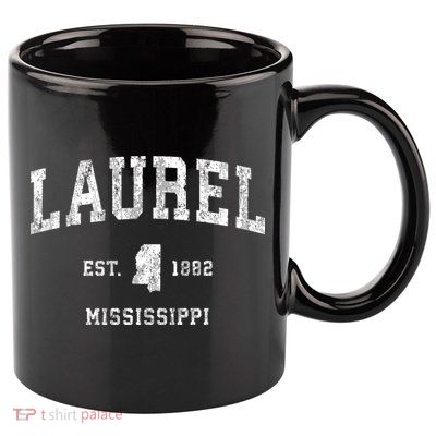 Laurel Mississippi Ms Vintage Athletic Sports 11oz C Handle Ceramic Mug