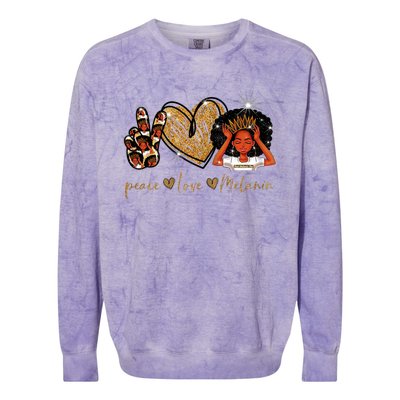 Love My Melanin Gift Black Owned Business Peace Love Melanin Gift Colorblast Crewneck Sweatshirt