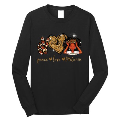 Love My Melanin Gift Black Owned Business Peace Love Melanin Gift Long Sleeve Shirt