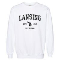 Lansing Michigan Mi Vintage Established Athletic Sports Design Garment-Dyed Sweatshirt