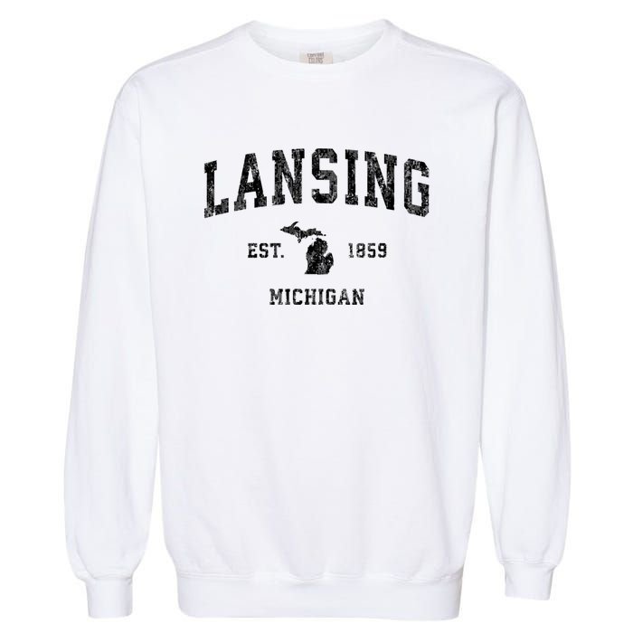 Lansing Michigan Mi Vintage Established Athletic Sports Design Garment-Dyed Sweatshirt