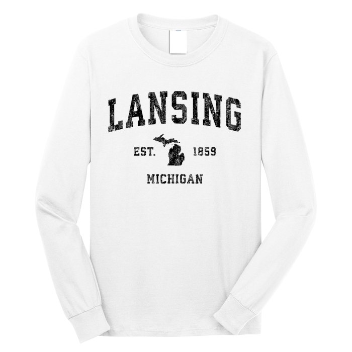 Lansing Michigan Mi Vintage Established Athletic Sports Design Long Sleeve Shirt