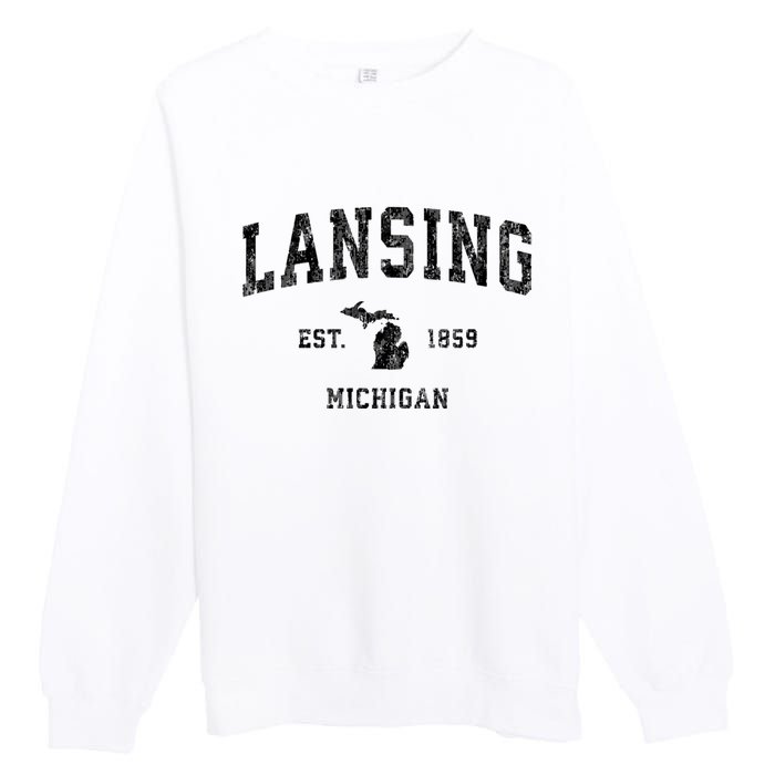 Lansing Michigan Mi Vintage Established Athletic Sports Design Premium Crewneck Sweatshirt