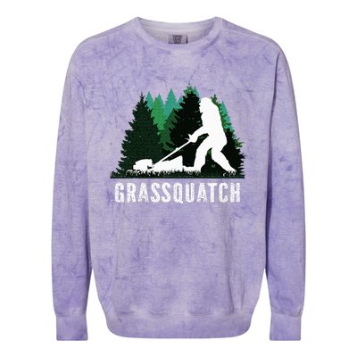 Lawn Mower Mowing Dad Landscaper Bigfoot Yeti Sasquatch Colorblast Crewneck Sweatshirt