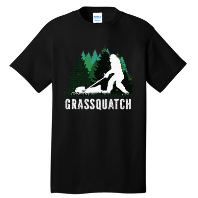 Lawn Mower Mowing Dad Landscaper Bigfoot Yeti Sasquatch Tall T-Shirt