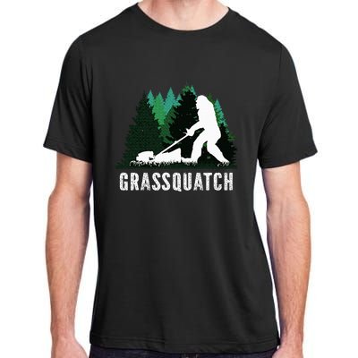 Lawn Mower Mowing Dad Landscaper Bigfoot Yeti Sasquatch Adult ChromaSoft Performance T-Shirt