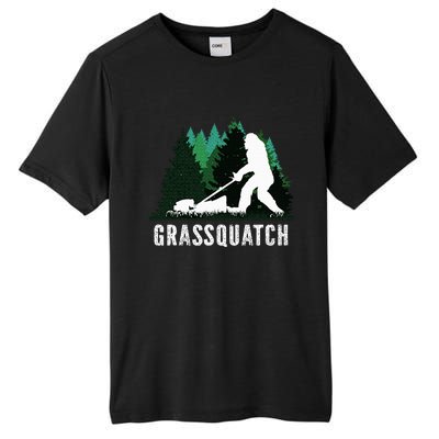 Lawn Mower Mowing Dad Landscaper Bigfoot Yeti Sasquatch Tall Fusion ChromaSoft Performance T-Shirt