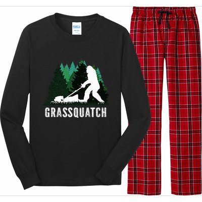 Lawn Mower Mowing Dad Landscaper Bigfoot Yeti Sasquatch Long Sleeve Pajama Set