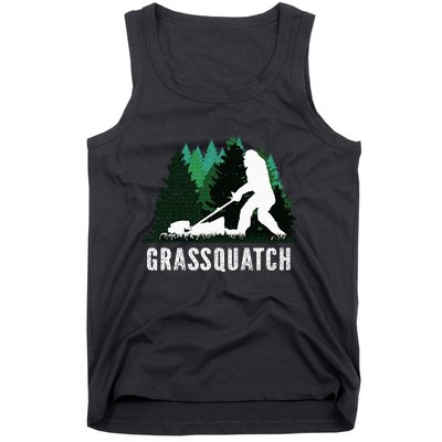 Lawn Mower Mowing Dad Landscaper Bigfoot Yeti Sasquatch Tank Top