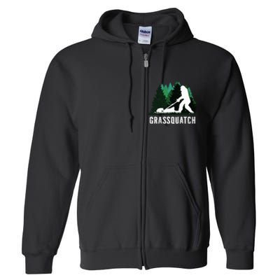 Lawn Mower Mowing Dad Landscaper Bigfoot Yeti Sasquatch Full Zip Hoodie