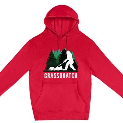 Lawn Mower Mowing Dad Landscaper Bigfoot Yeti Sasquatch Premium Pullover Hoodie