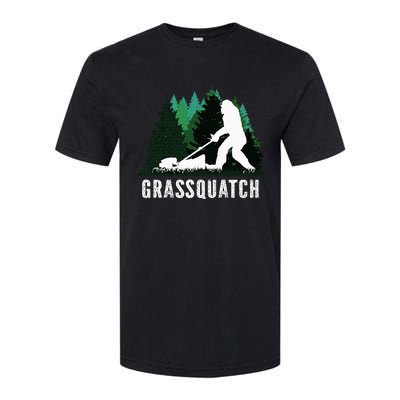 Lawn Mower Mowing Dad Landscaper Bigfoot Yeti Sasquatch Softstyle CVC T-Shirt