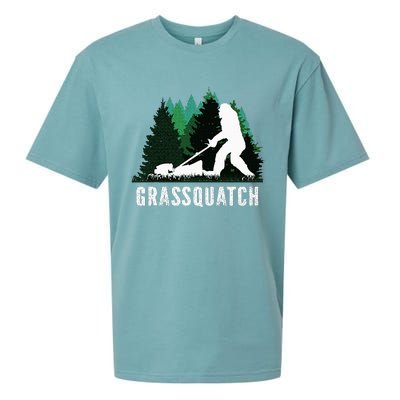 Lawn Mower Mowing Dad Landscaper Bigfoot Yeti Sasquatch Sueded Cloud Jersey T-Shirt