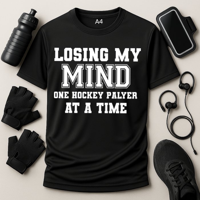 Losing My Mind One Hockey Player At A Time Father's Day Gift Cooling Performance Crew T-Shirt