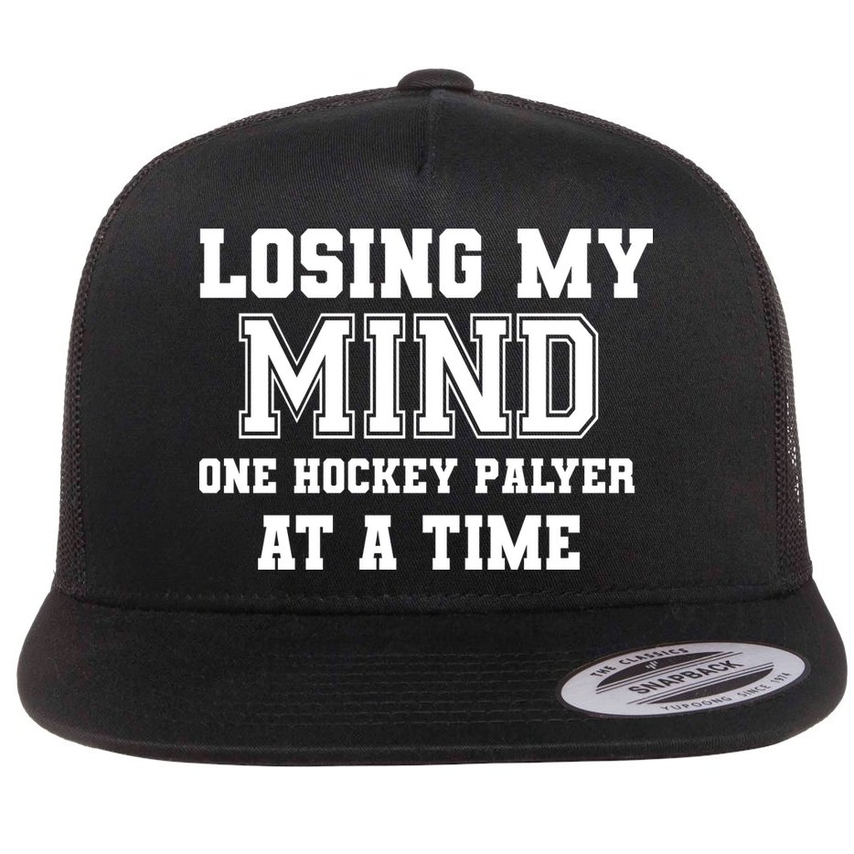Losing My Mind One Hockey Player At A Time Father's Day Gift Flat Bill Trucker Hat