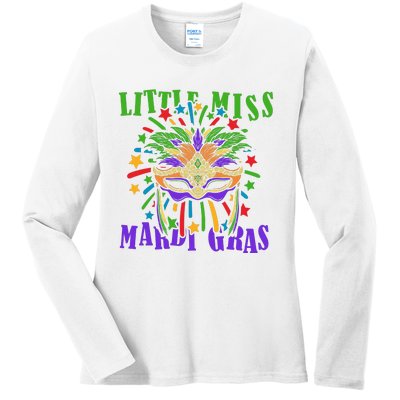 Little Miss Mardi Gras Funny Mardi Gras Costume Ladies Long Sleeve Shirt