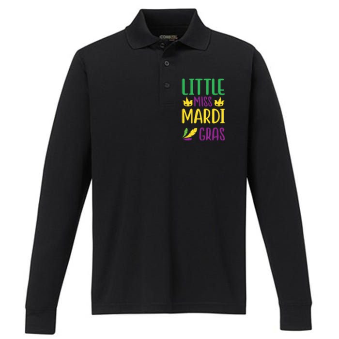 Little Miss Mardi Gras Performance Long Sleeve Polo