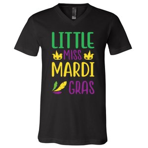 Little Miss Mardi Gras V-Neck T-Shirt