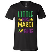 Little Miss Mardi Gras V-Neck T-Shirt