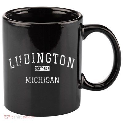 Ludington Michigan MI Vintage 11oz C Handle Ceramic Mug