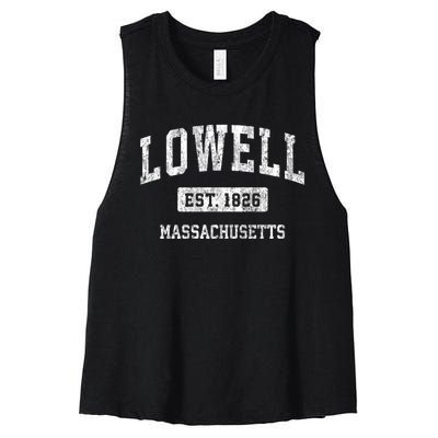 Lowell Massachusetts Ma Vintage Sports Women's Racerback Cropped Tank