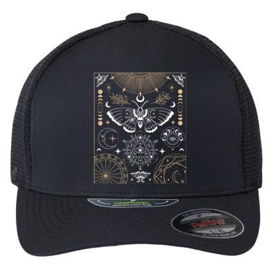 Luna Moth Moon Phases Witchy Dark Academia Aesthetic Gift Flexfit Unipanel Trucker Cap