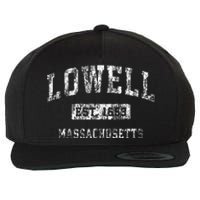 Lowell Massachusetts Ma Vintage Established Sports Wool Snapback Cap