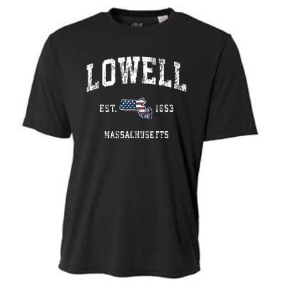 Lowell Massachusetts Ma Vintage American Flag Sports Design Cooling Performance Crew T-Shirt