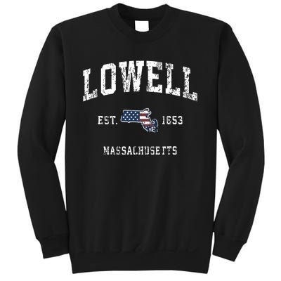 Lowell Massachusetts Ma Vintage American Flag Sports Design Sweatshirt