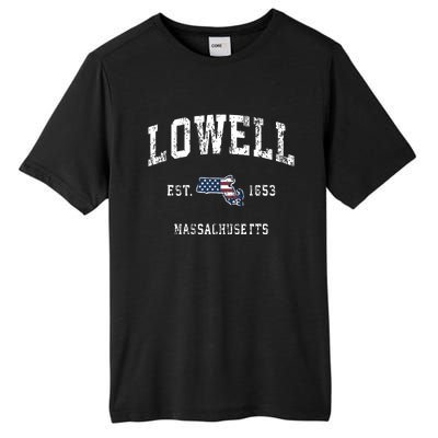 Lowell Massachusetts Ma Vintage American Flag Sports Design Tall Fusion ChromaSoft Performance T-Shirt