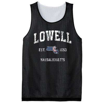 Lowell Massachusetts Ma Vintage American Flag Sports Design Mesh Reversible Basketball Jersey Tank