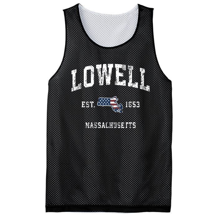 Lowell Massachusetts Ma Vintage American Flag Sports Design Mesh Reversible Basketball Jersey Tank