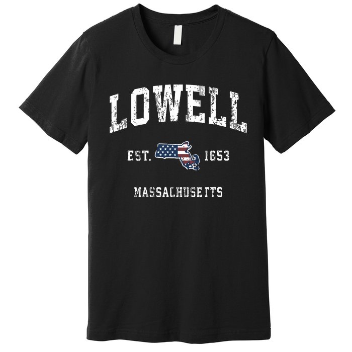 Lowell Massachusetts Ma Vintage American Flag Sports Design Premium T-Shirt