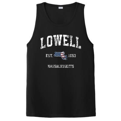 Lowell Massachusetts Ma Vintage American Flag Sports Design PosiCharge Competitor Tank