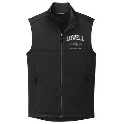 Lowell Massachusetts Ma Vintage American Flag Sports Design Collective Smooth Fleece Vest