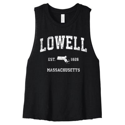 Lowell Massachusetts Ma Vintage Sports Women's Racerback Cropped Tank