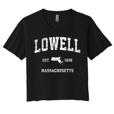 Lowell Massachusetts Ma Vintage Sports Women's Crop Top Tee