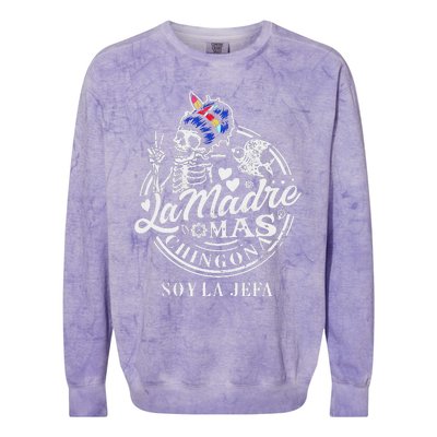 La Madre Mas Chingona Soy La Jefa Skeleton Lover Colorblast Crewneck Sweatshirt