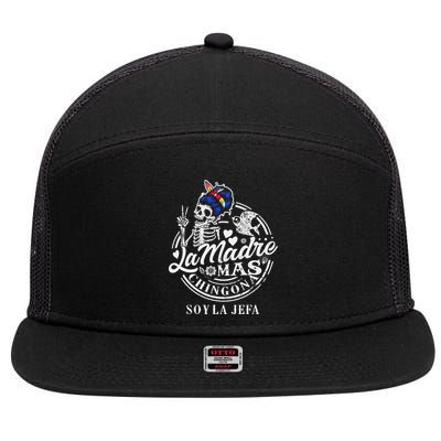 La Madre Mas Chingona Soy La Jefa Skeleton Lover 7 Panel Mesh Trucker Snapback Hat