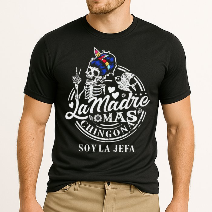 La Madre Mas Chingona Soy La Jefa Skeleton Lover Cooling Performance Crew T-Shirt