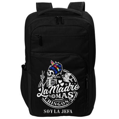 La Madre Mas Chingona Soy La Jefa Skeleton Lover Impact Tech Backpack